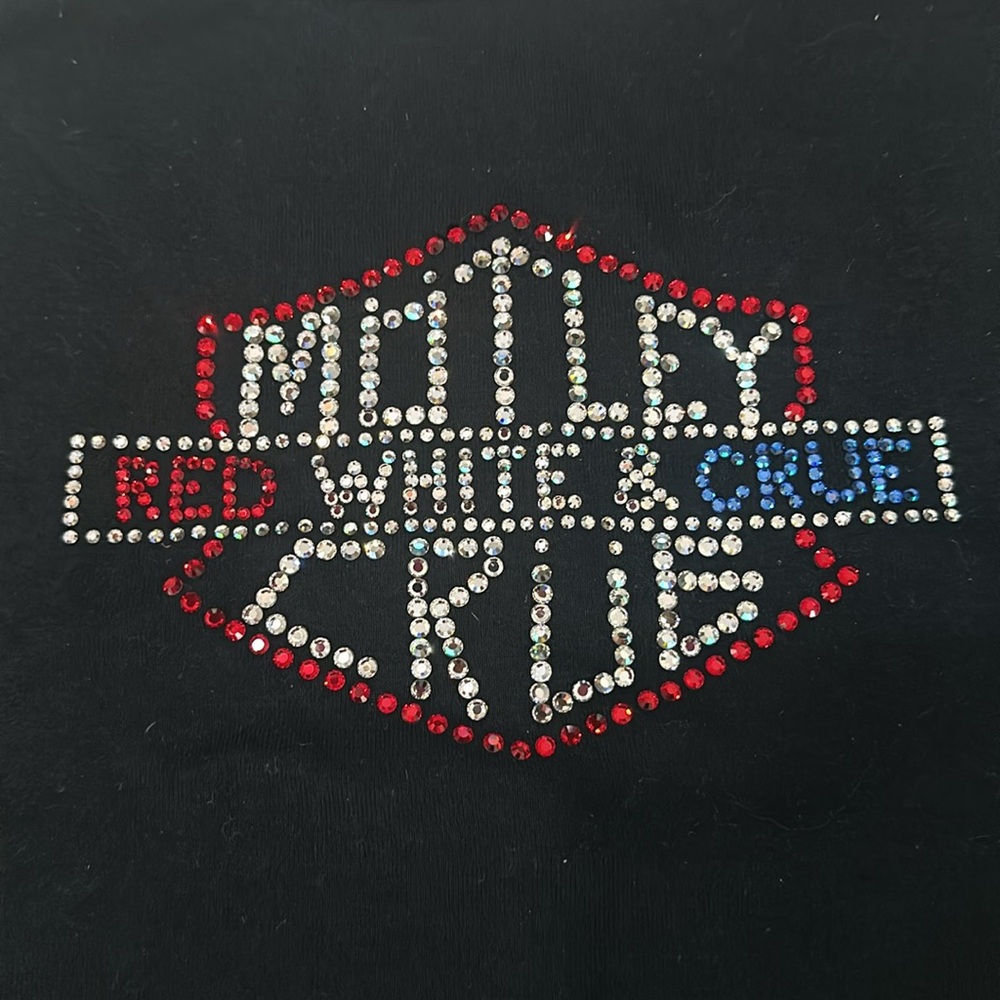 X- Lange Concert tank top for Motley Crüe ,Black Tank Top with Red, White, blue